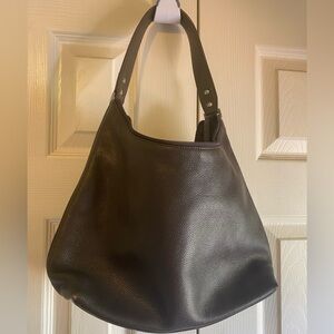 Minimalist Dark Brown Leather Shoulder Bag for Women- Nine West